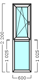 окно оп 117 {|vx} в1 600х2200 {4м1-20-4м1 32мм}