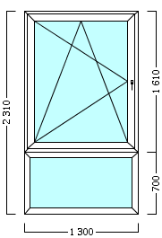 окно оп 82 {lv} в1 1300х2310 {4м1-24-4м1 32мм}