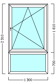 окно оп 82 {vl} в2 1300х2310 {4м1-10-4м1-10-4м1 32мм}