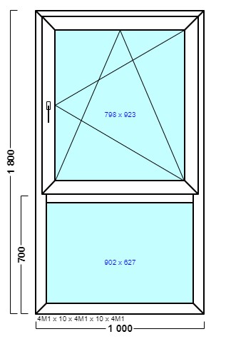 окно оп 68 {v|x} в2 1000х1800 {4м1-10-4м1-10-4м1 32мм}