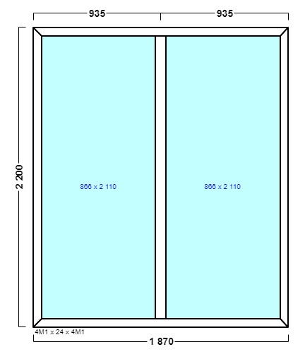 окно оп 89 {xx} в1 1870х2200 {4м1-24-4м1 32мм}