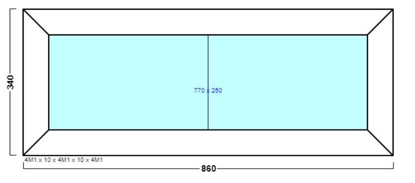 окно над дверью с раскладкой оп 002 {x} 340x860 {4м1-10-4м1-10-4м1 32мм}