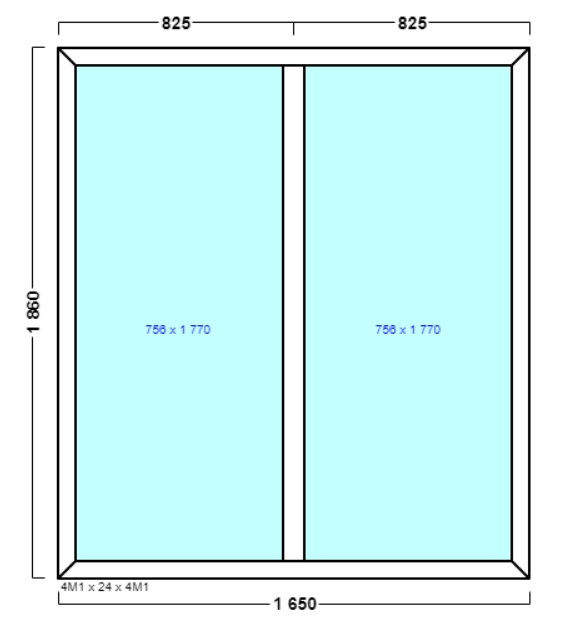 окно оп 261 {xx} в1 1650х1860 {4м1-24-4м1 32мм}