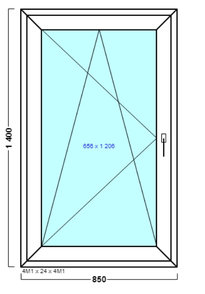 окно оп 351 {lv} в1 850х1400 {4м1-24-4м1 32мм}