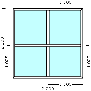 окно оп 118 {х|vхv|x} в1 2200х2200 {лн} угольно-коричневый kdb75 {4м1-24-4м1 32мм}