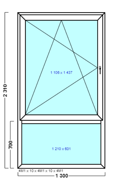 окно оп 82 {lv} в2 1300х2310 {4м1-10-4м1-10-4м1 32мм}