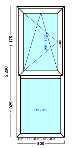 окно оп 120 {х|v} в2 800х2200 {4м1-10-4м1-10-4м1 32мм}