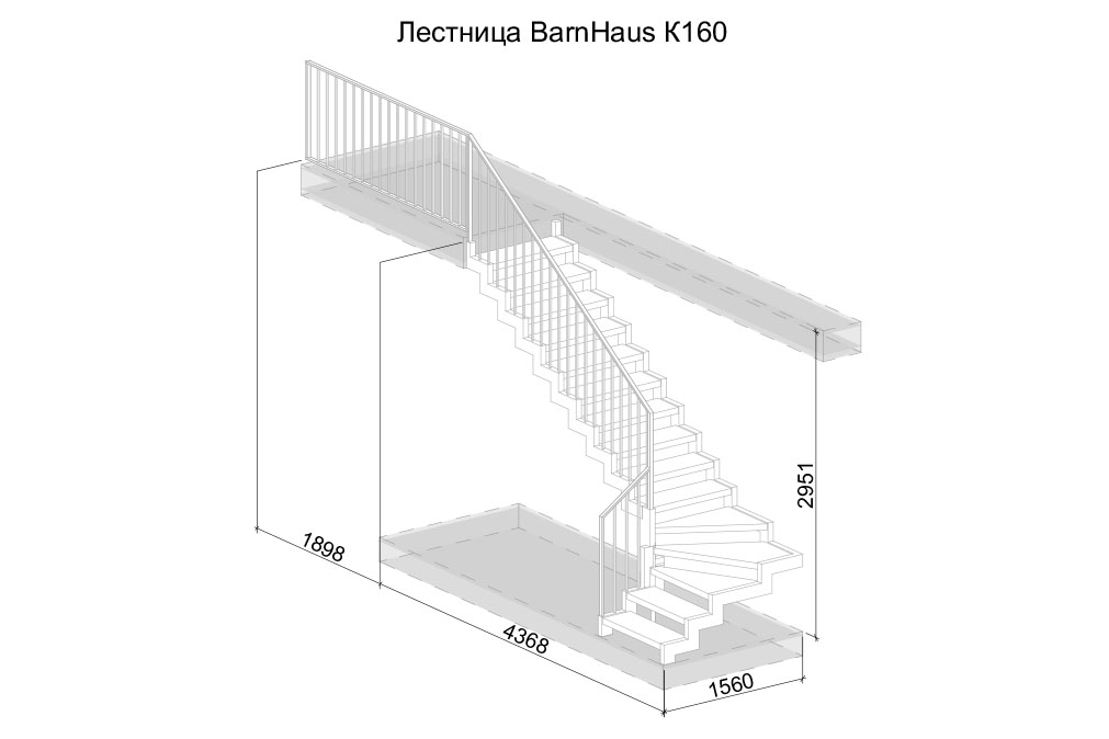 лестница Барнхаус К160 против часовой стрелке