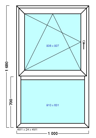 окно оп 86 {|vx} в1 1000х1680 {4м1-24-4м1 32мм}