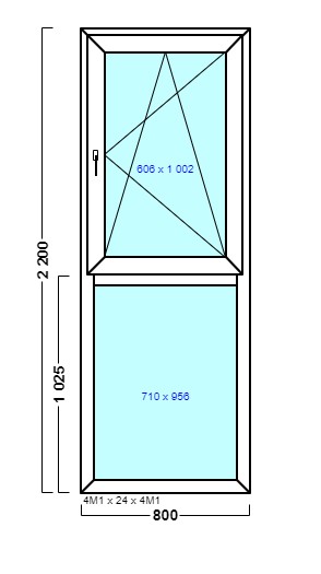 окно оп 120 {v|x} в1 800х2200 {4м1-24-4м1 32мм}