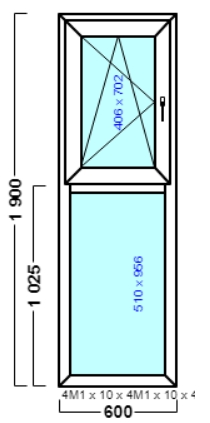 окно оп 119 {х|v} в2 600х1900 {4м1-10-4м1-10-4м1 32мм}