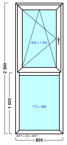 окно оп 120 {|vx} в1 800х2200 {4м1-24-4м1 32мм}