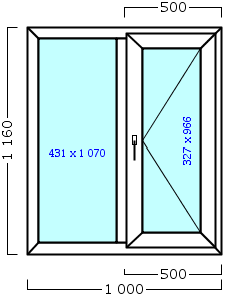 окно оп 01 {x<} в2 1000х1160 {4м1-10-4м1-10-4м1 32мм}