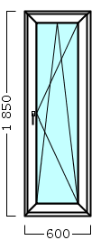 окно оп 166 {v|} в2 600х1850 {4м1-10-4м1-10-4м1 32мм}