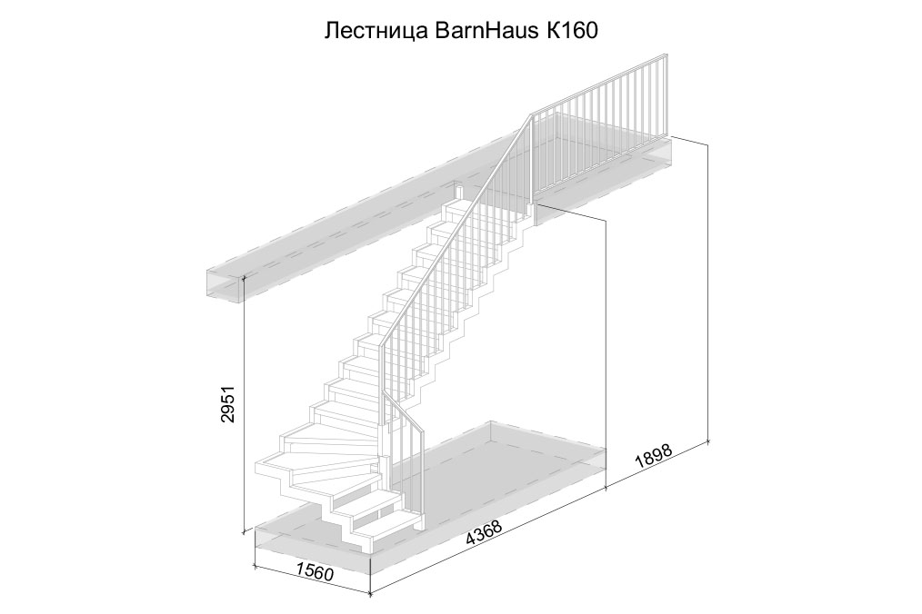 лестница Барнхаус К160 по часовой стрелке