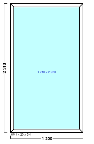 окно оп 174 {x} в1 1300х2310 {6м1-20-6и 32мм}