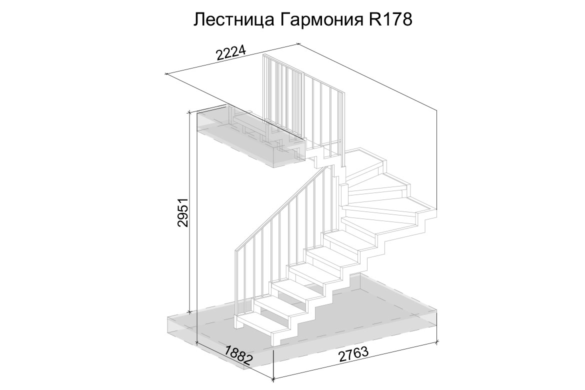 лестница Гармония R178/ Аврора А+232 против часовой стрелки