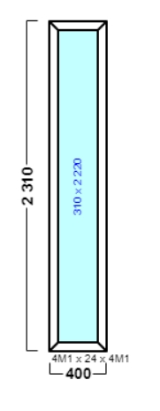 окно сбоку двери оп 007 {x}  в1 400х2310 {4м1-24-4м1 32мм}