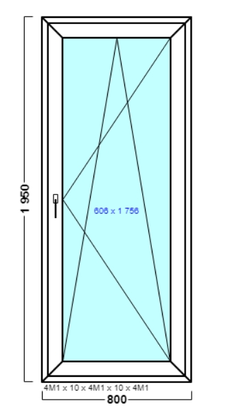 окно оп 126 {v|} в2 800х1950 {4м1-10-4м1-10-4м1 32мм}