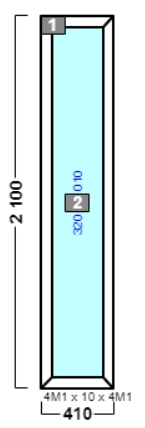 окно сбоку двери оп 024 {x} в2 410х2100 {4м1-10-4м1-10-4м1 32мм}