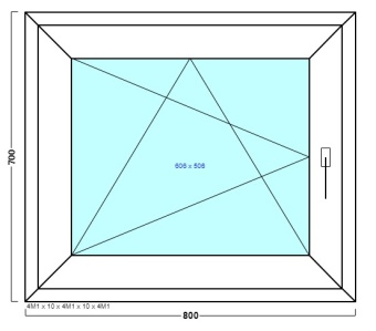 окно оп 80 {|v} в2 800х700 {4м1-10-4м1-10-4м1 32мм}
