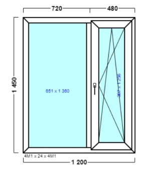 окно оп 106 {xv|} в1 1200х1450  {4м1-24-4м1 32мм}