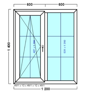 окно с раскладкой оп 65 {|vх} в2 1200х1400 {4м1-10-4м1-10-4м1 32мм}