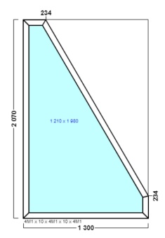 окно опс 77 {x} в2 1300х2070 правое {4м1-10-4м1-10-4м1 32мм}
