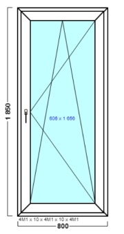 окно оп 167 {v|} в2 800х1850 {4м1-10-4м1-10-4м1 32мм}