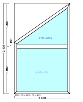 окно опс 80 {x} в2 1300х2108 левое {4м1-10-4м1-10-4м1 32мм}