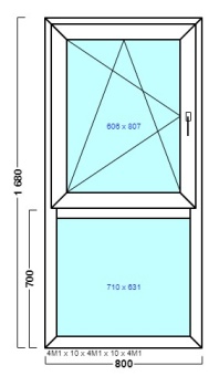 окно оп 178 {|vx} в2 800х1680 {4м1-10-4м1-10-4м1 32мм}