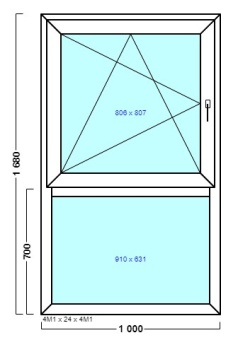 окно оп 86 {|vx} в1 1000х1680 {4м1-24-4м1 32мм}