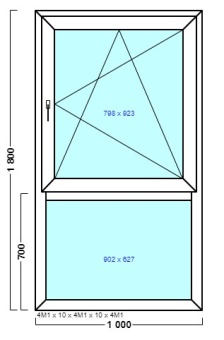 окно оп 68 {v|x} в2 1000х1800 {4м1-10-4м1-10-4м1 32мм}