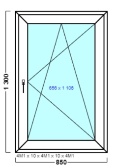 окно оп 84 {v|} в2 850х1300 {4м1-10-4м1-10-4м1 32мм}