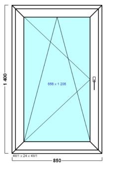 окно оп 351 {lv} в1 850х1400 {4м1-24-4м1 32мм}
